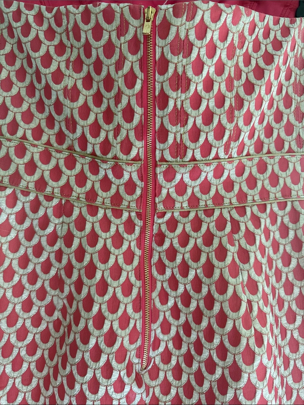 Lilly Pulitzer Strapless Pink and Cream Jacquard Scallop-Print Dress - Picture 5 of 8